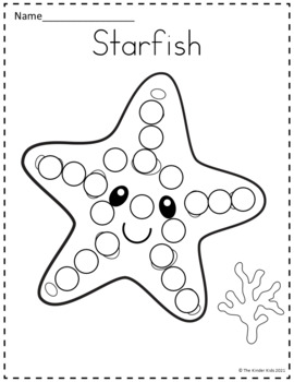 Ocean animals dot markers coloring pages by the kinder kids tpt