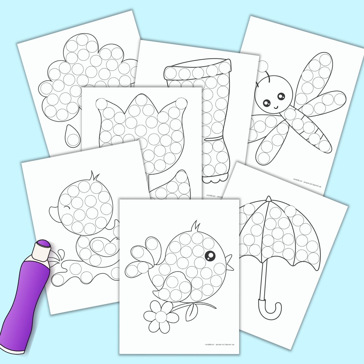 Free printable spring do a dot marker coloring pages