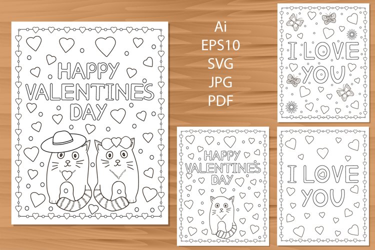 Valentines day cards coloring pages