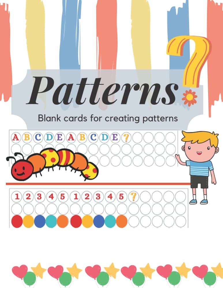 Math pattern cards book blank patterns cards for introducing patterns to toddles and kids through loring and drawing create your own lor numbers and letters patterns for your kids pattern