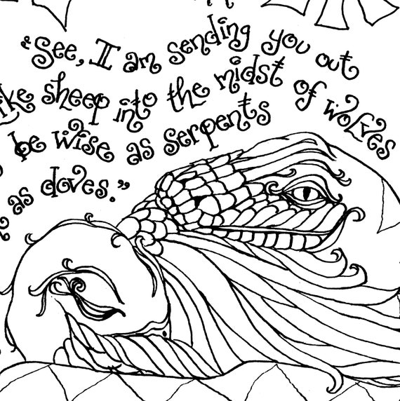 Printable wise as serpent innocent as dove coloring page for all ages matthew scripture art confirmations retreats homeschool