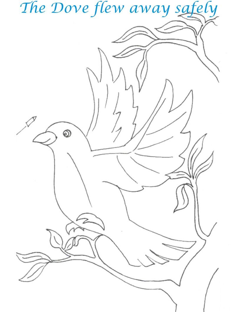 Bee and dove story coloring page for kids