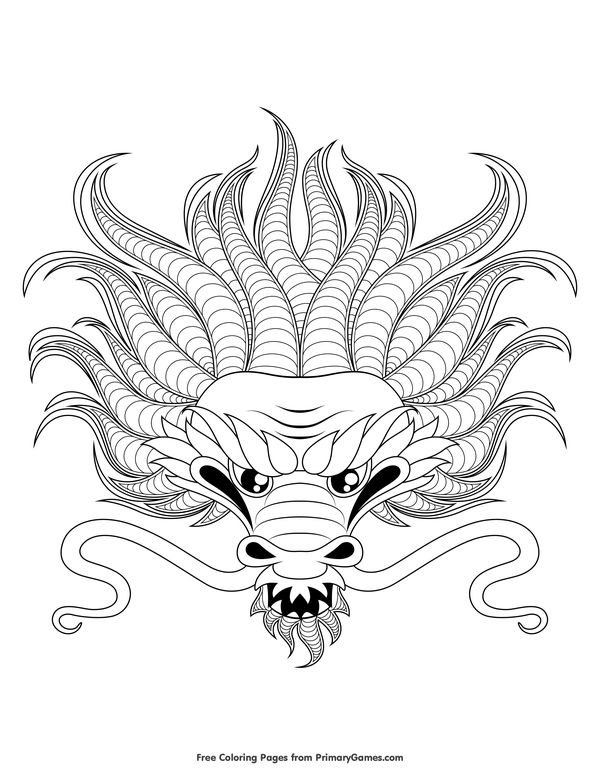 Dragon head coloring page â free printable ebook dragon coloring page dragon face adult coloring pages