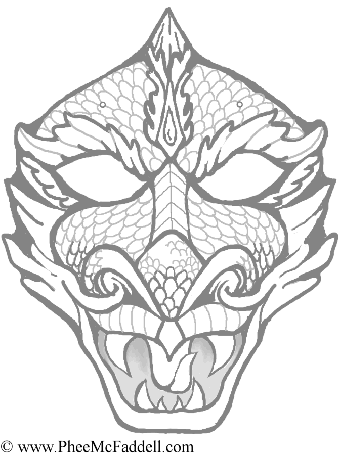 Dragon mask coloring page