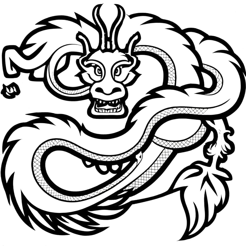 Chinese dragon free coloring page