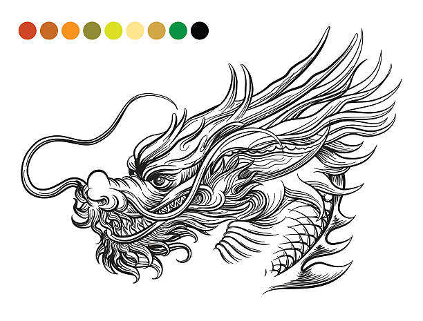 Dragon coloring page template stock illustration