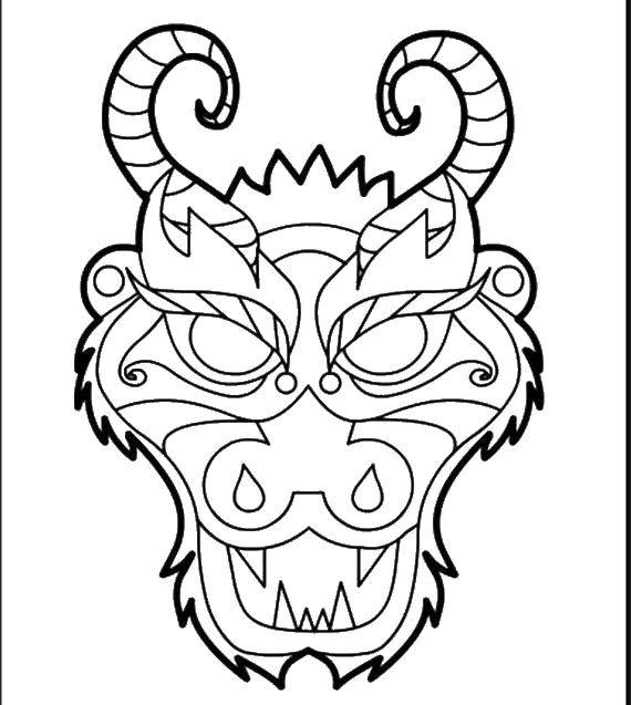 Online coloring pages coloring page mask of the dragon dragons download print coloring page