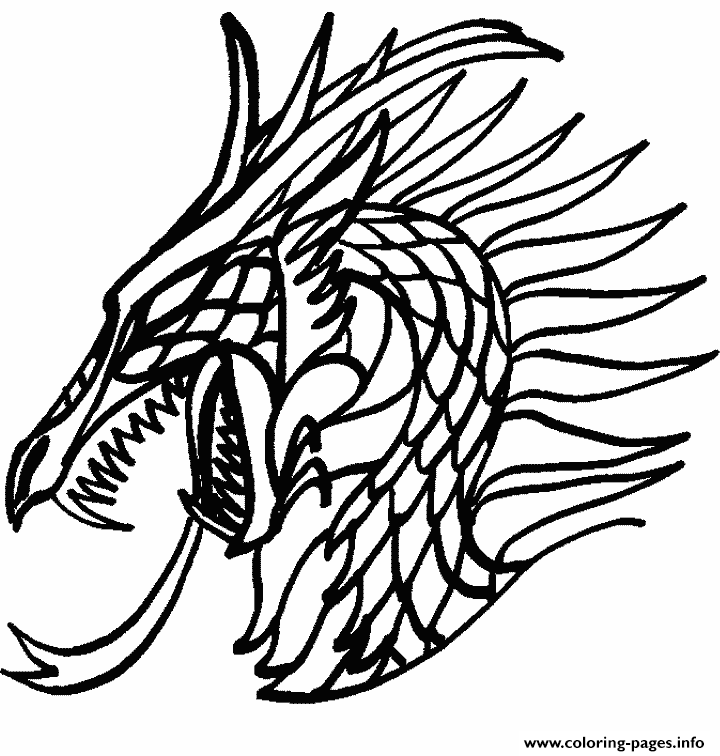 Dragon face coloring page printable