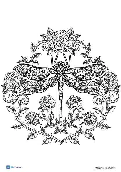 Beautiful dragonfly coloring pages