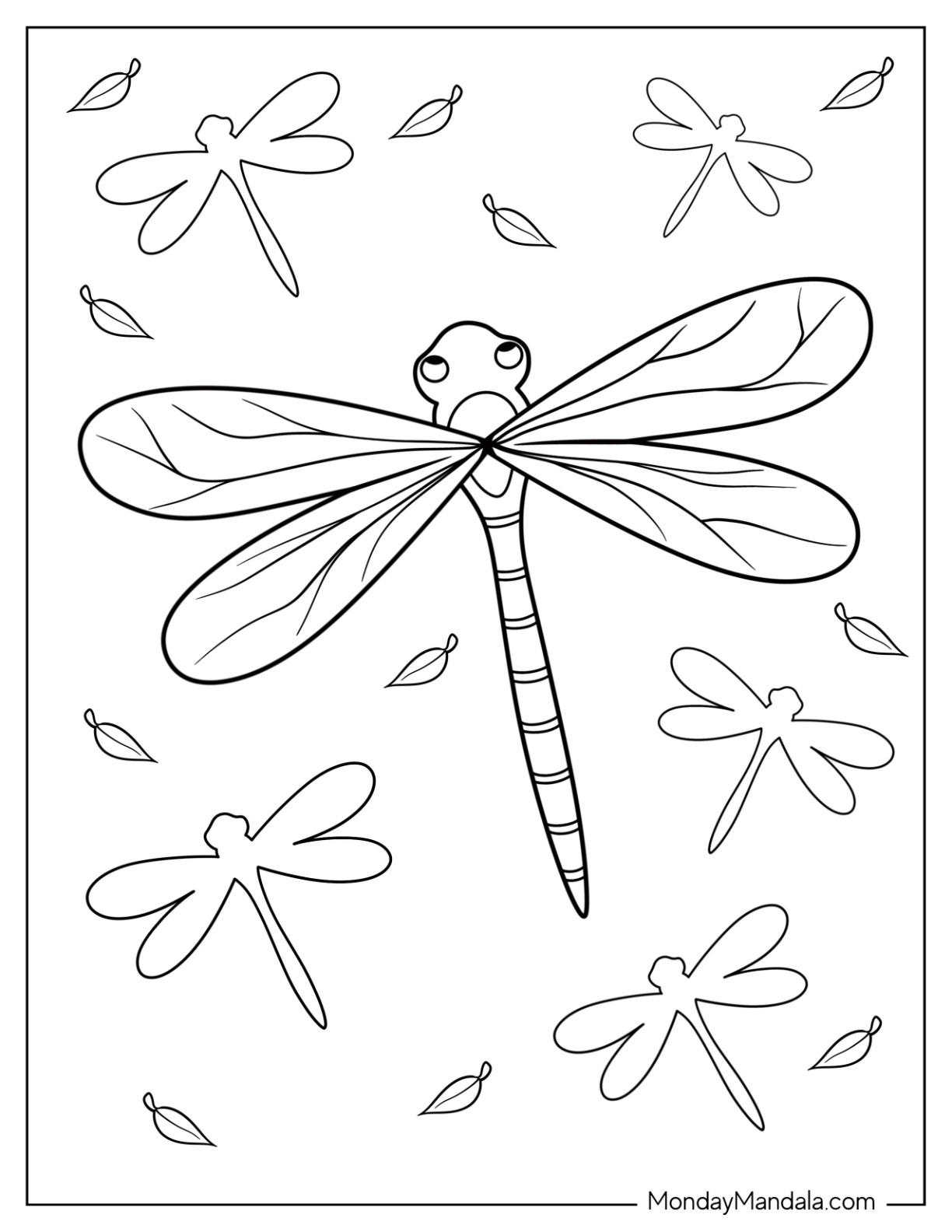 Dragonfly coloring pages free pdf printables