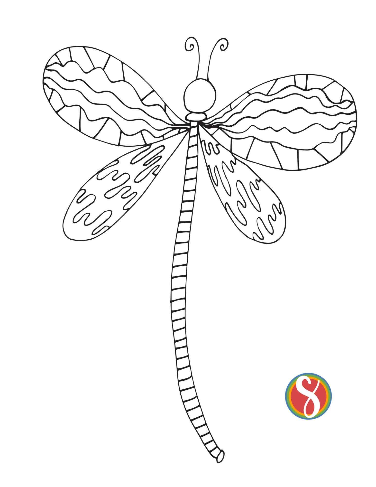 Free dragonfly coloring pages â stevie doodles