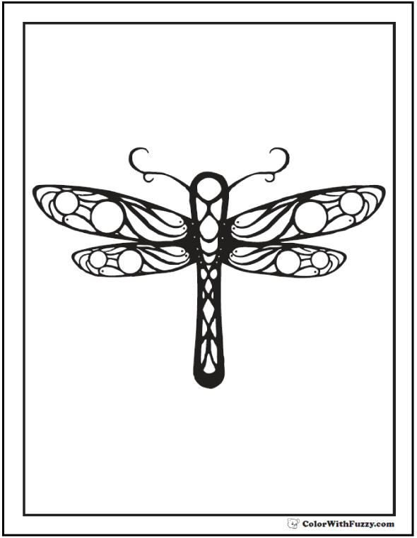 Geometric dragonfly coloring page