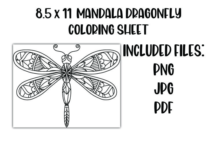 Mandala dragonfly coloring sheet