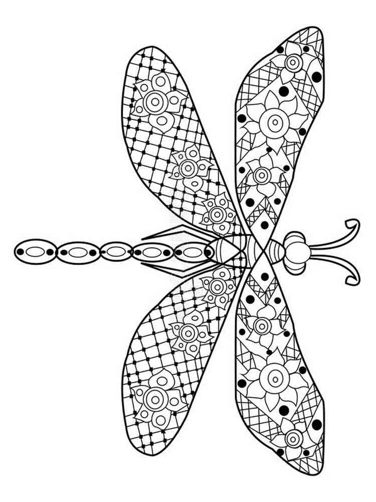Dragonfly coloring pages for adults