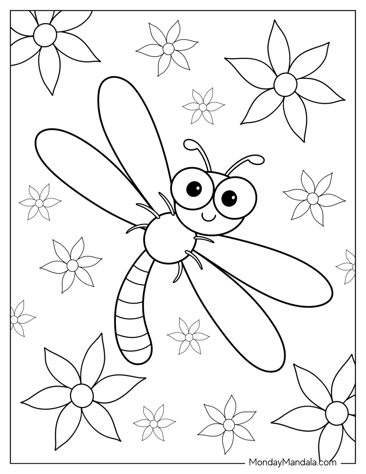 Dragonfly coloring pages free pdf printables