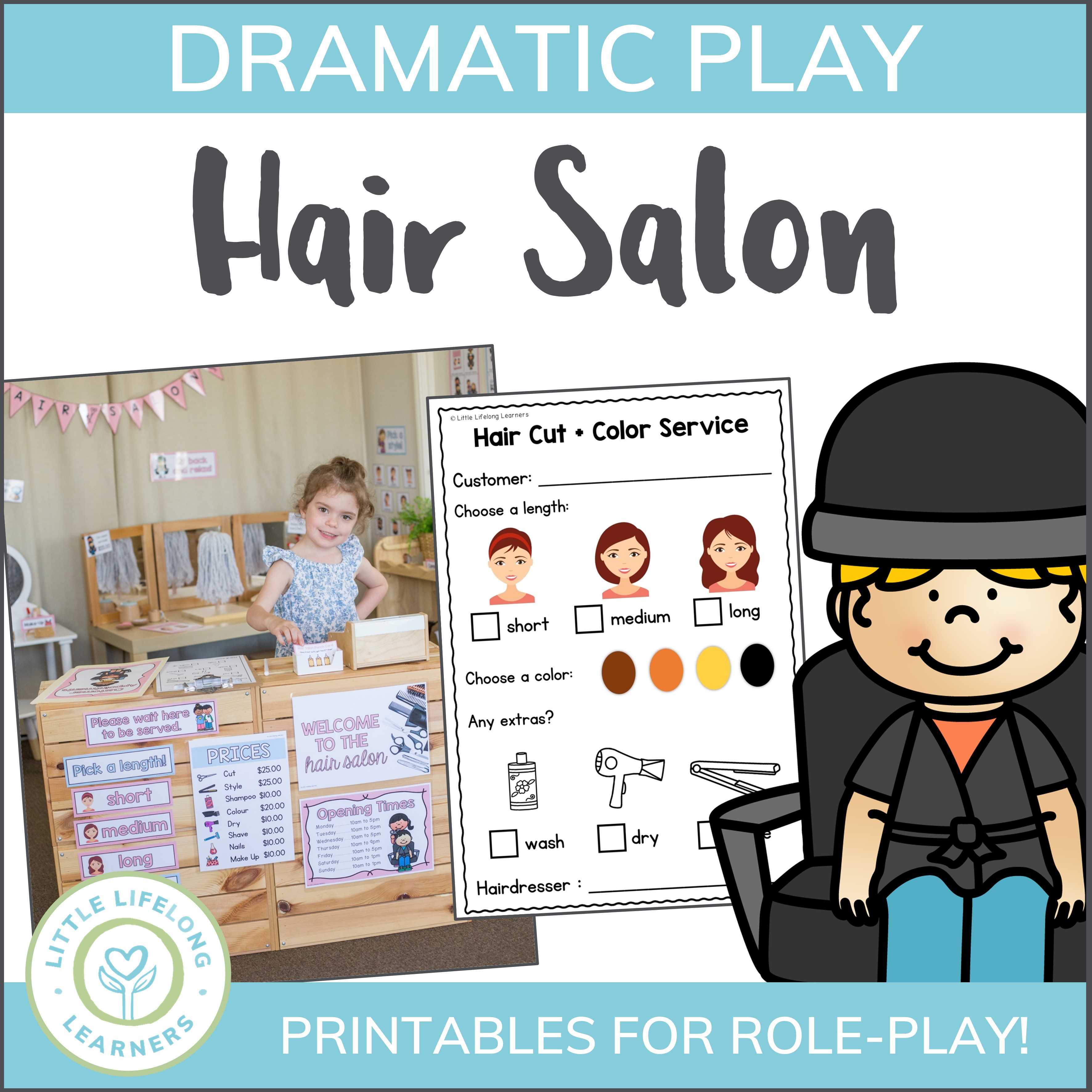 Hair salon dramatic play set