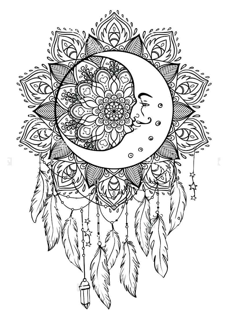 Dreamcatcher coloring pages for adults