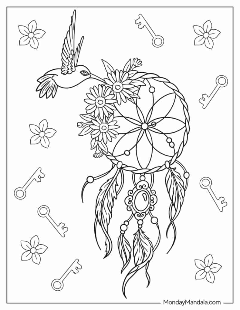 Dreamcatcher coloring pages free pdf printables