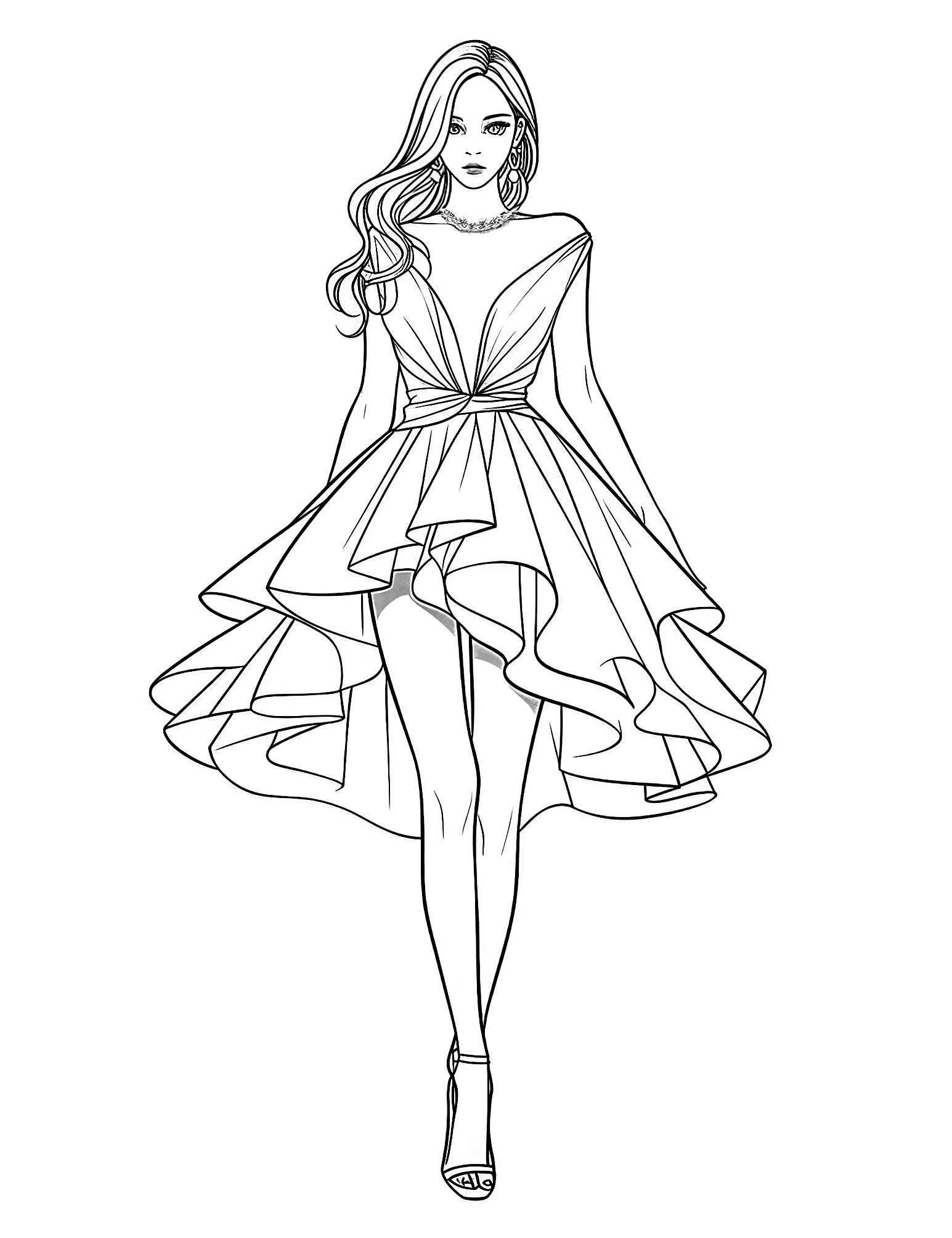 Stunning dress coloring pages for kids and adults