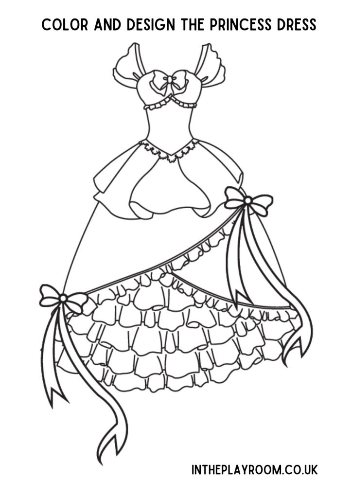 Free printable princess dress loring pages for kids