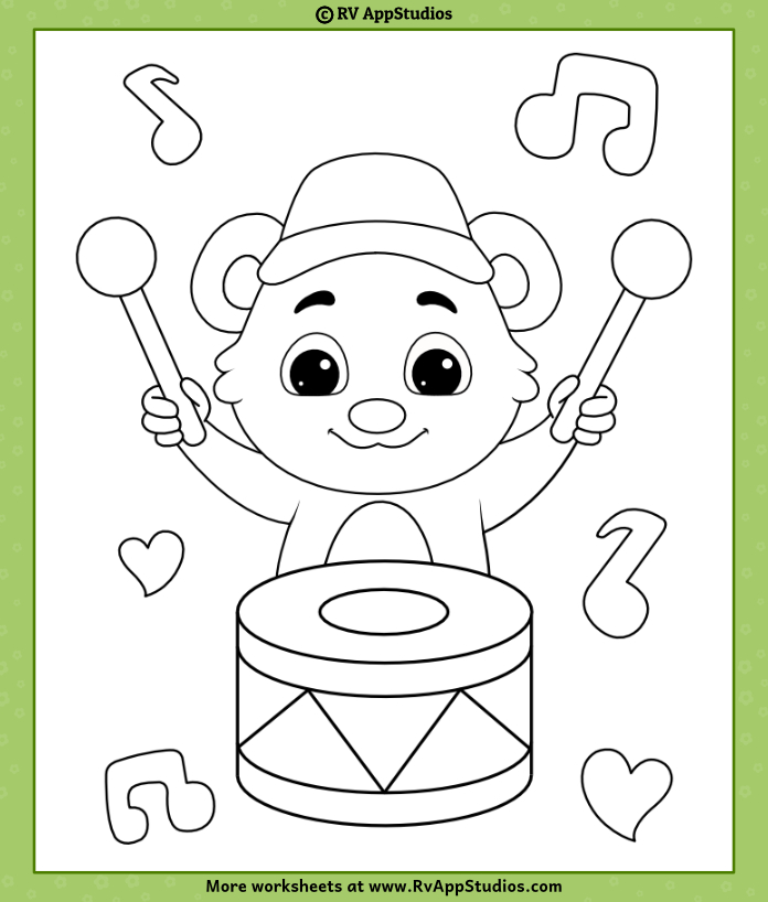 Drum coloring page free printable coloring pages