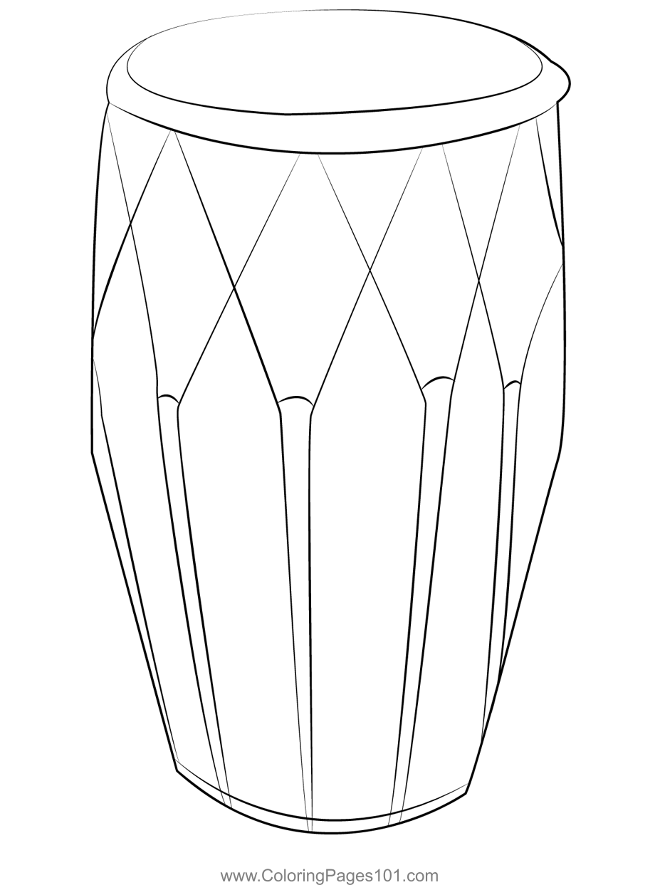 Traditional hand drum coloring page for kids