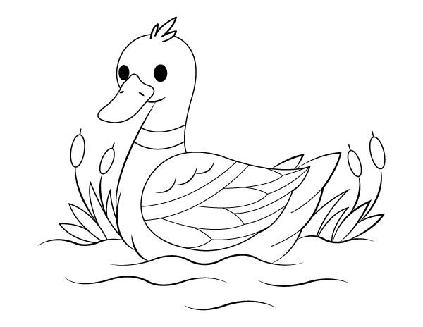 Printable cute duck coloring page