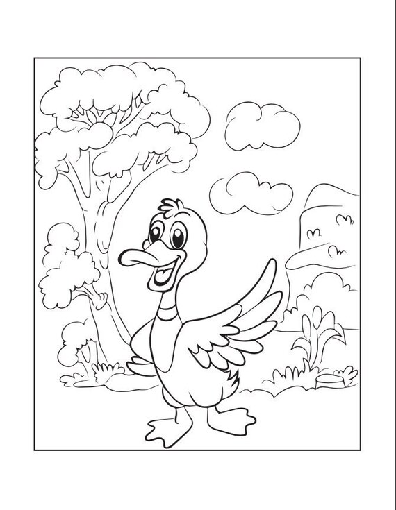 Duck coloring pages for kids printable digital download download now