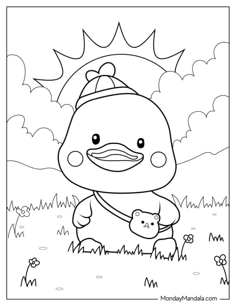 Cute duck coloring pages free pdf printables