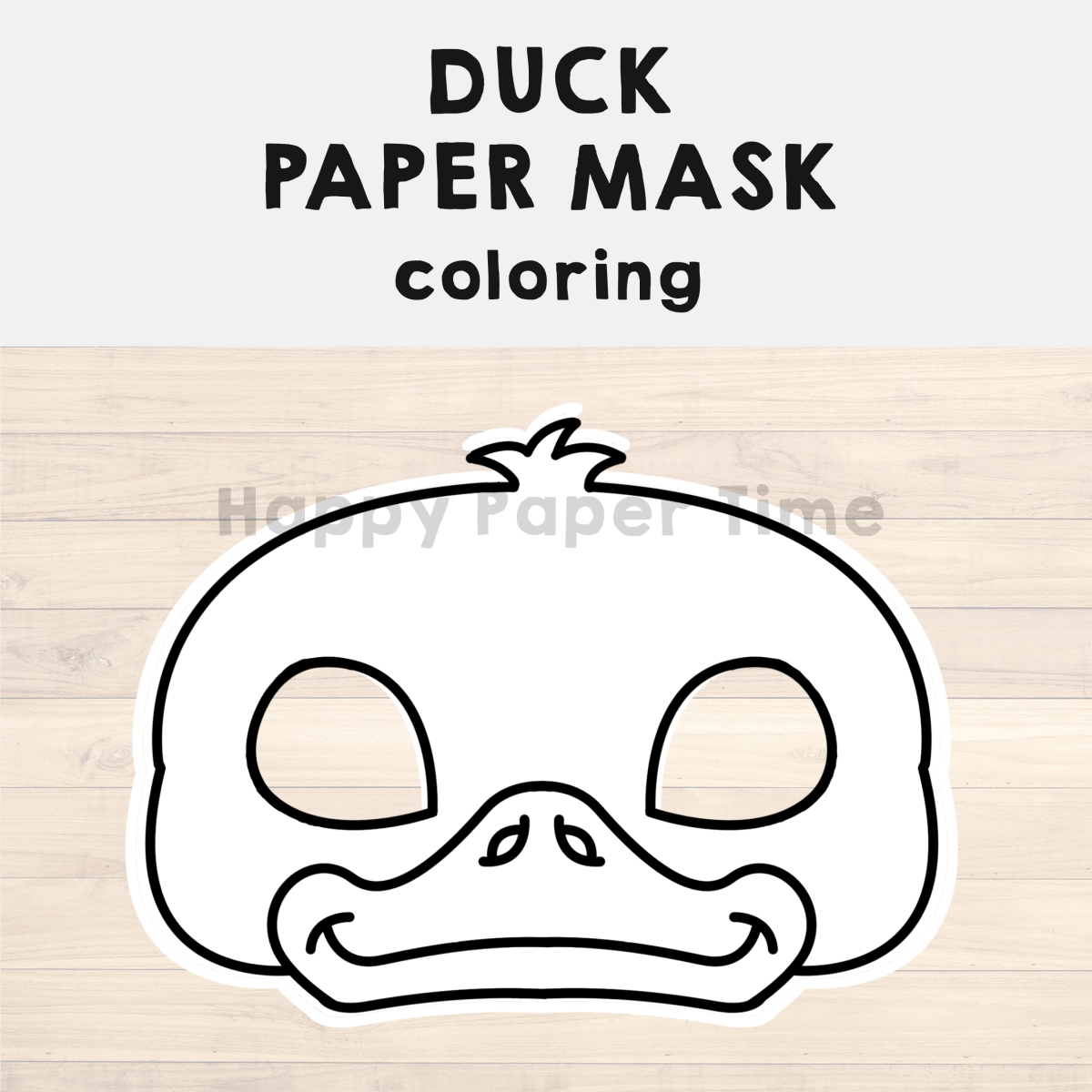 Duck paper mask printable pond animal coloring craft activity costume made by teachers