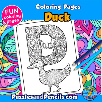 Zentangle duck coloring page activity mindfulness coloring pages for kids