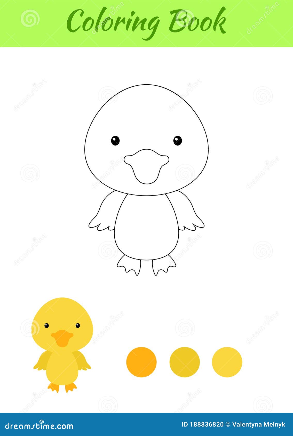 Coloring page happy little baby duck printable coloring book for kids stock vector