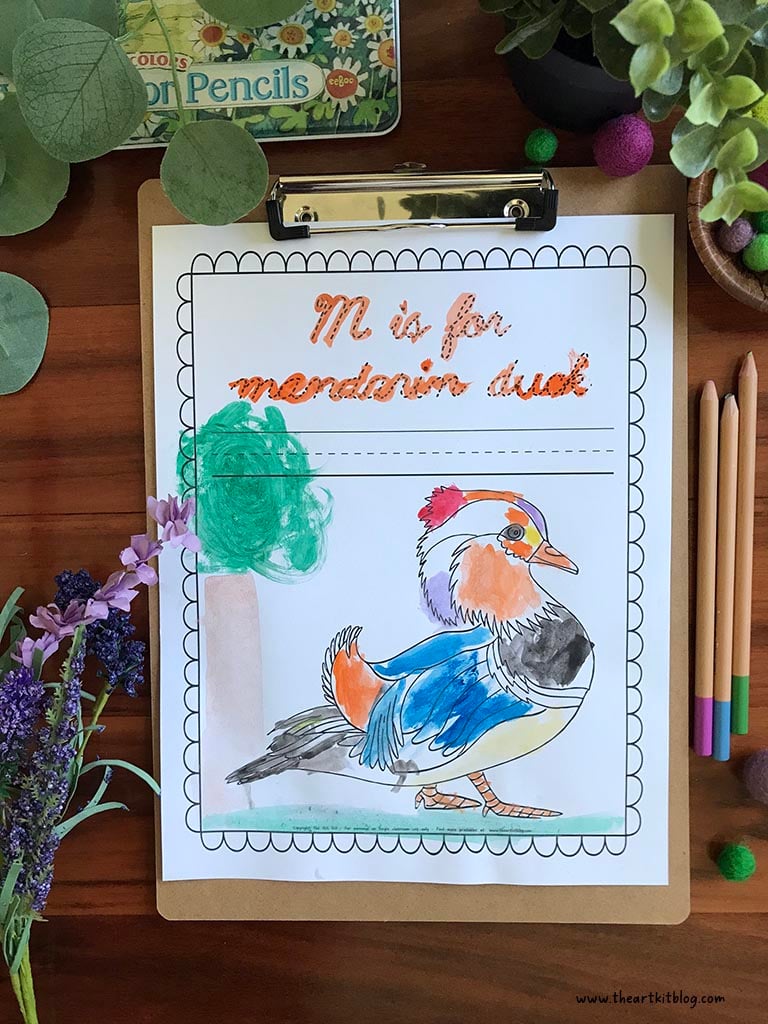 M is for mandarin duck coloring pages free printable â the art kit