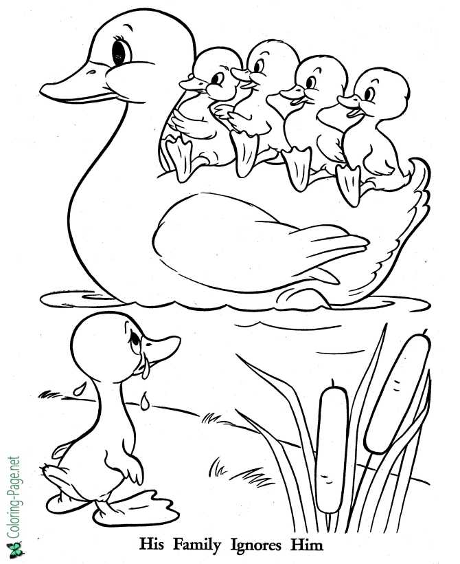 The ugly duckling coloring pages