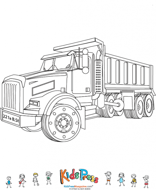 Dump truck coloring page