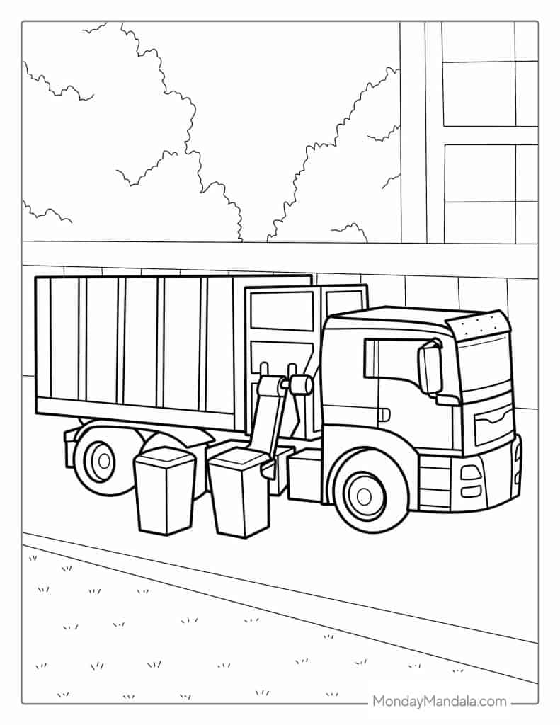 Garbage truck coloring pages free pdf printables