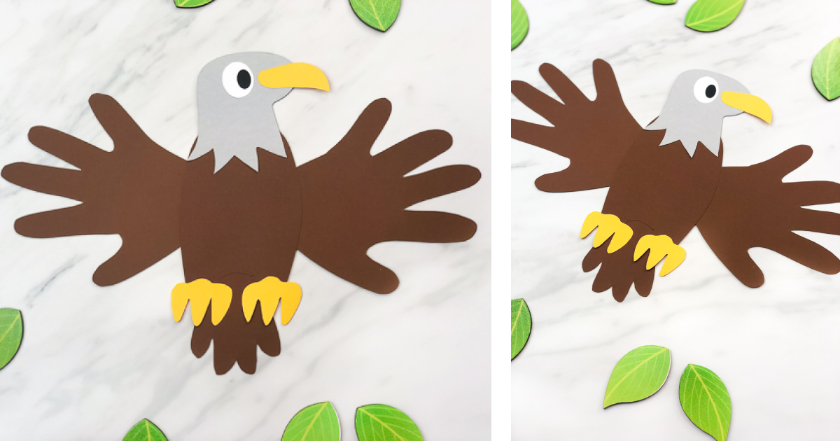 Handprint bald eagle craft for kids free template