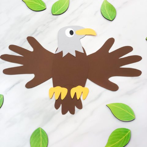 Handprint bald eagle craft for kids free template