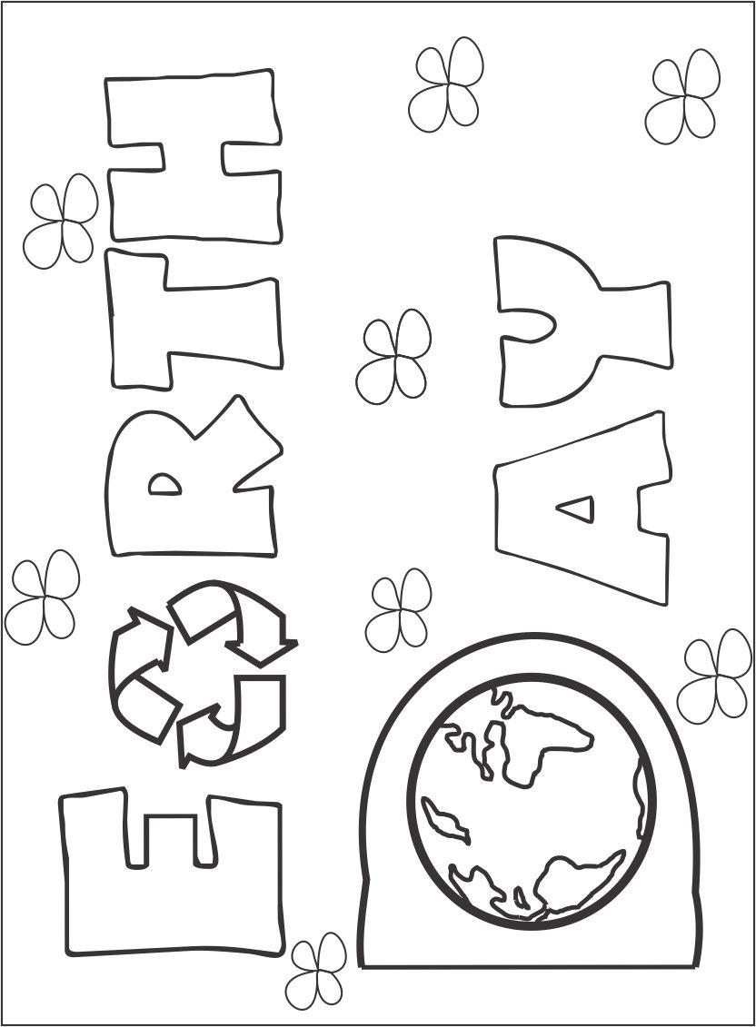 Earth day printable coloring page for kids