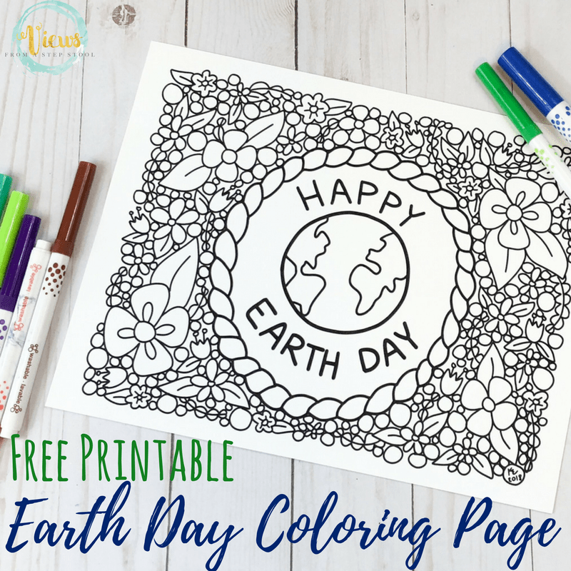 Earth day coloring page for kids or adults free printable