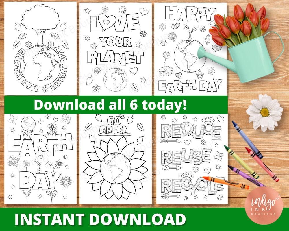 Earth day coloring pages instant download earth day activity kids activity page kids coloring sheets kids printable coloring