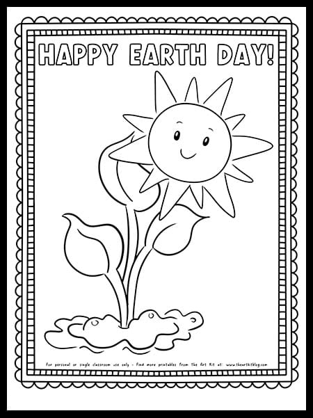 Free printable happy earth day plants coloring page â the art kit