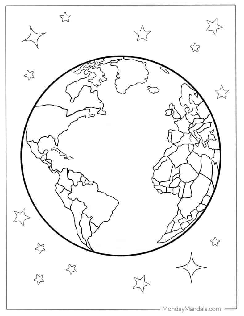 Earth coloring pages free pdf printables