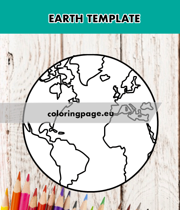 Earth printable template coloring page