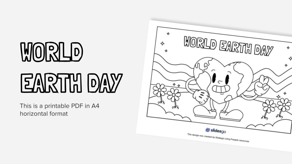 World earth day printable coloring worksheet