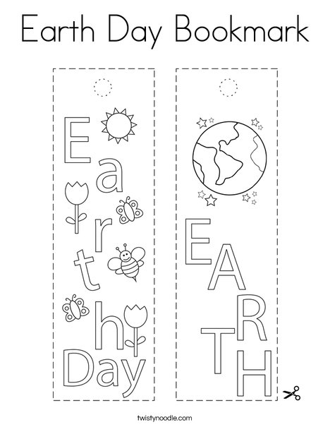 Earth day bookmark coloring page