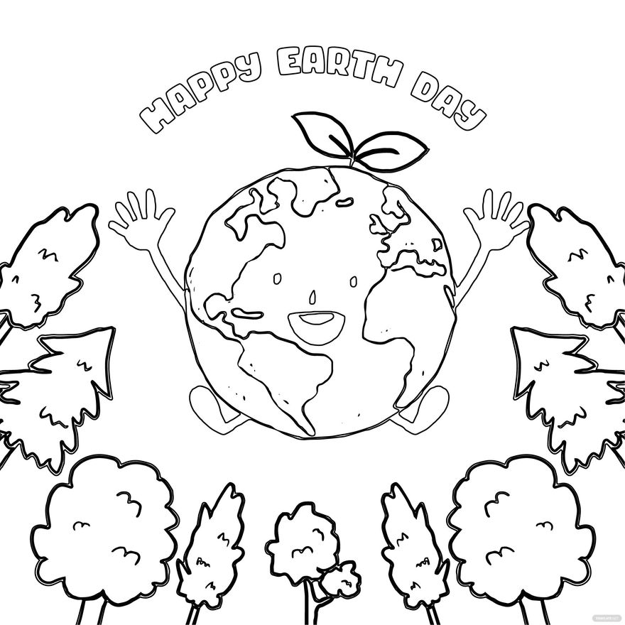 Free happy earth day coloring page