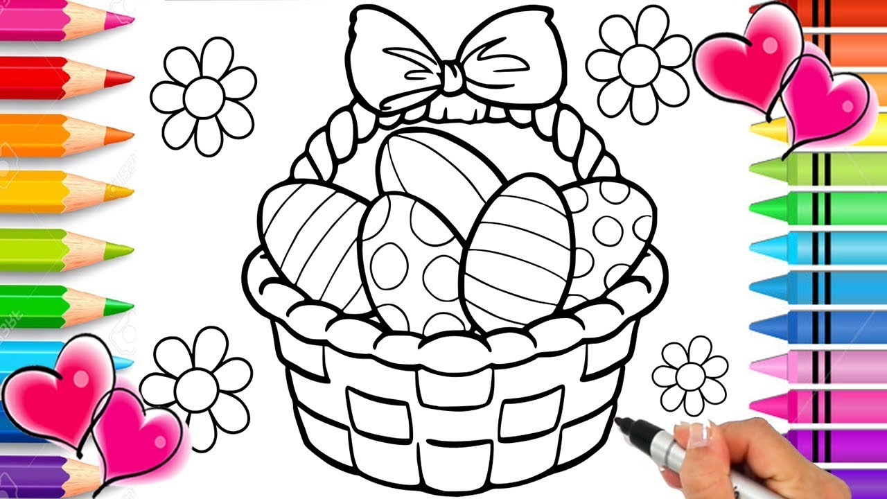 Easter basket coloring page easter coloring book glitter sparkle easter eggs printable rainbow