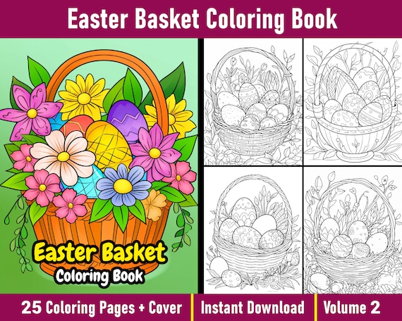 Easter basket coloring book volume easter basket coloring pages easter egg coloring pages printable pdf file instant download