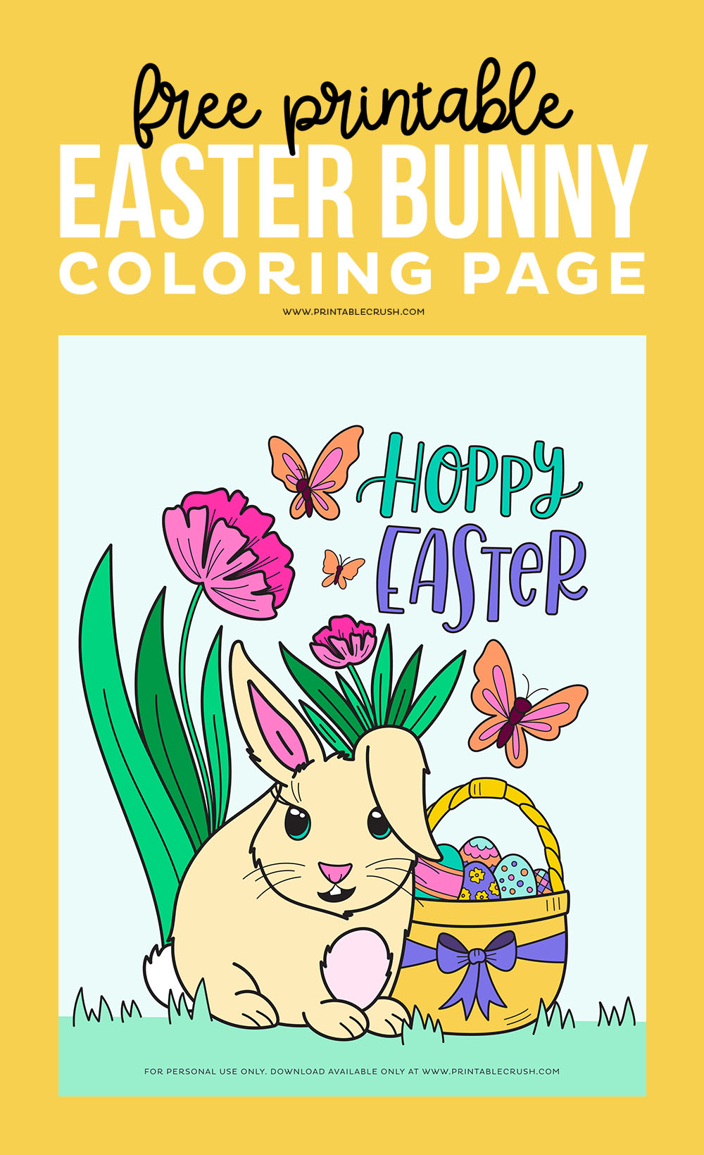 Free printable easter bunny coloring page